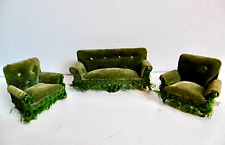 ANTIQUE DOLLHOUSE FURNITURE ONE SOFA AND TWO ARMCHAIRS - 19th century