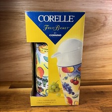 Corelle Corning Fruit Basket Pattern Thermal Coffee Carafe Thermique 1Qt  -NEW-