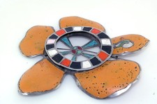 Artisan Handcrafted Baked Enamel Flower Roulette Wheel Large 5" Pin Brooch