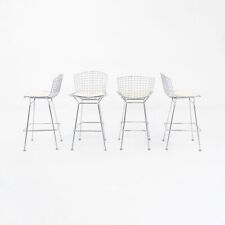 2011 Harry Bertoia Knoll Chrome Bar Stools with Ivory Fabric Seat Pads 4x Avail
