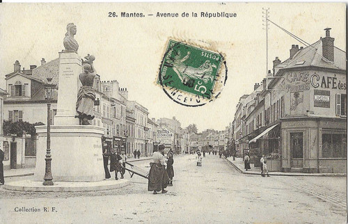Cpa animée voyagée mantes - voyagée,