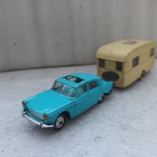 NOREV FRANCE PEUGEOT 404 BLEU ET CARAVANE CARAVELAIR BON ETAT SANS BOITE