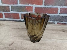 Vase vintage en verre fumé