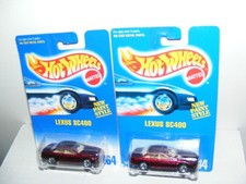 Vintage 1990's Hot Wheels lot of 2 LEXUS SC400 wheel and card variations, EC