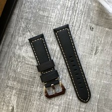Noir Cuir Italien Bracelet Montre Pour Panerai Luminor Marina Pam 22mm 24mm 26mm