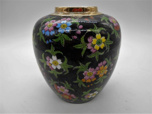 Ravissant vase noir - noir, floral