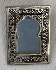 Miroir Marocain Orientale en laiton Argent Fait à la Main H10,5/L7,5 Neuf