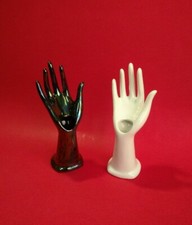  Lot 2 vases mains porte bijoux  vintage 70 JMR blanc / noir nacré