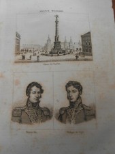 1836 ENGRAVING PARIS COLUMN DU CHATELET GENERAL PIERRE DEJEAN PHILIPPE DE SEGUR