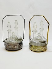 Lot 2 services à condiments huilier, vinaigrier, moutarde, sel, poivre art déco