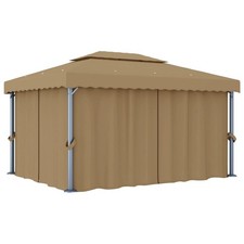 Tonnelle avec Rideau 4x3m Aluminium Chapiteau Belvédère Pavillon Jardin vidaXL