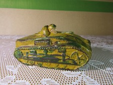 146Z Jouet Ancien Plâtre Char Chenillette Renault UE Camouflée WWII L 10.5 cm
