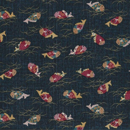Tissu japonais poissons 45x54 - tissu,