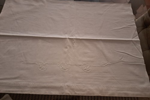 Drap brodé ancien pour lit - pour,