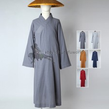 Summer Cotton Linen Buddhist Monk Robe Shaolin Kung fu Uniform Meditation Suit 