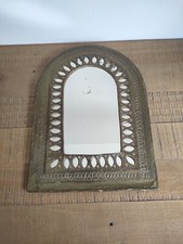 Chiseled Brass Oriental Mirror - Antique - Vintage - 37.5 x 28 Cm - 70s