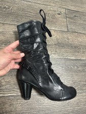 chie mihara shoes women heels Lace up Boots black leather sz38