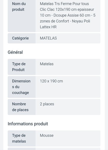 Vends matelas clic clac neuf - vends,