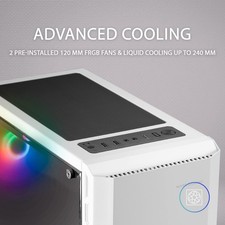 Mars Gaming MCX2W MCX2 Blanc Boîtier PC Gaming ATX Front Acier FRGB 2 Vent