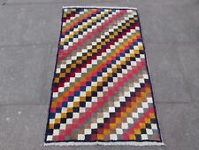 Vintage Traditionnel Main Fabriqué Oriental Laine Red Bleu Gabbe Tapis 135x83cm