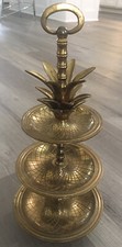 Vtg Brass Pineapple 3 Tier Tidbit Tray Serving Tray Etagere Stand