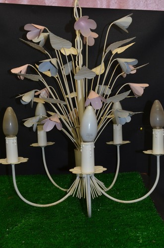 Ancien lustre fer forge fleur - ancien,
