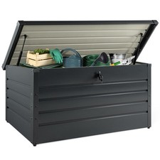 Coffre de rangement métal verrouillable gris anthracite pour jardin 810L