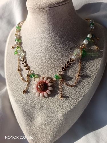Collier doré pendentif fleur - collier,