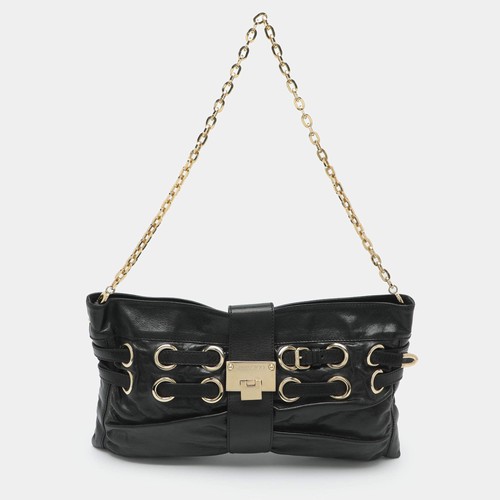 Sac pochette cuir noir - en,