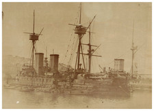 Marine, Cuirassé, A Identifier vintage albumen print Tirage albuminé  16x22,