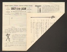 PARIS (XI°) FACTORY D'ARMES / EPEE, CANE-RIFLE "SOUZY & DE LACAM" tract in 1908