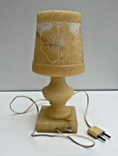 Vintage Alabaster Lamp with Floral Pattern Shade
