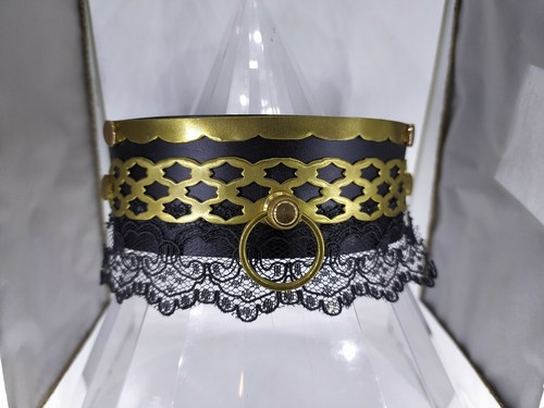Collier ras cou anneau cuir - collier,