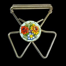 PINCE À BILLETS  En Micro Mosaïque Décor Floral