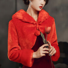 Femme Fausse Fourrure Court Rembourré Manteau Bolero Cape Poncho Pom Warm Mariée