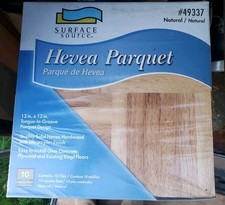 Hevea Hardwood Parquet one box 10 SQ FT 12x12 Natural Color Tongue & Groove