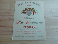wine label Chateau La Cabanne 1961 pomerol wine label burgundy