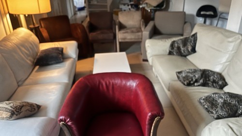 Fauteuil club cuir rouge