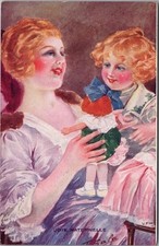 Vintage "CHOCOLAT L'AIGLON" Advertising Postcard Mother & Daughter / 1926 Cancel