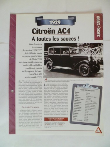 Carte fiche auto - , ac4