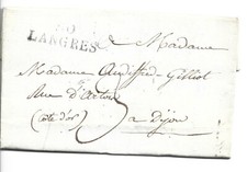 FRANCE 1827 LANGRES TO DYON PRE STAMP LETTER 435(ZZ226)