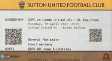 * SUTTON UNITED HOME - USED MATCH TICKET STUBS - 2024-25 SEASON *