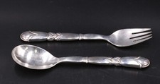 Georg Jensen Sterling Silver Fork and Spoon, Ornamental Pattern No. 57, 5.8 oz