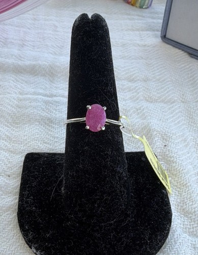 Silver oval pink ruby - silver,