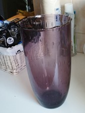 Vase En Verre Soufle Boullé Transparent H 26 cm Largeur 14 cm