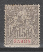 Gabon  colonie Française Sage  15c  gris    num: 21  neuf *