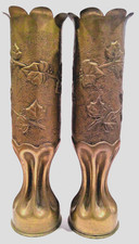 2 OBUS DOUILLE VASE TRAVAIL DE