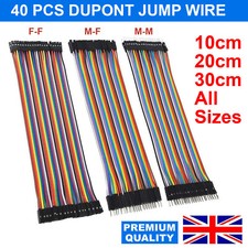 40 Dupont Jump Wire M-F M-M F-F Jumper Breadboard Cable Lead Arduino HOBBY UK PO