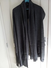 Echarpe pur Cachemire - Couleur Noire- Fabrication Main Népal - 210×70 cm