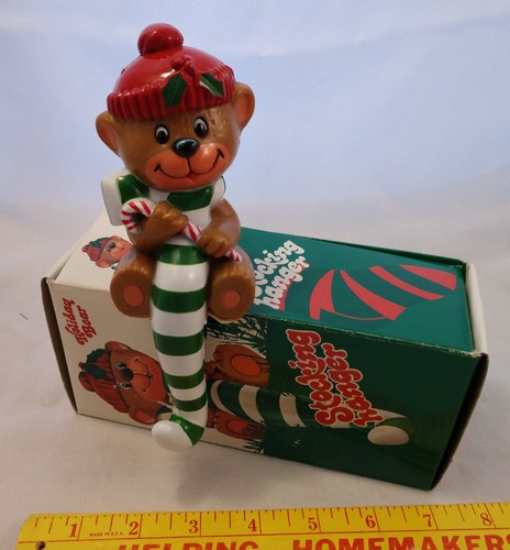 Holiday bear stocking hanger - holiday,